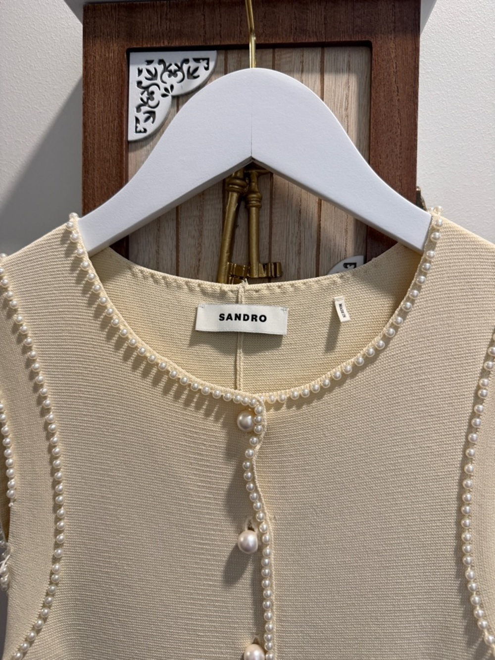 Sandro Cream Sleeveless Maxi Dress with Front Buttons - Picture 2 of 5